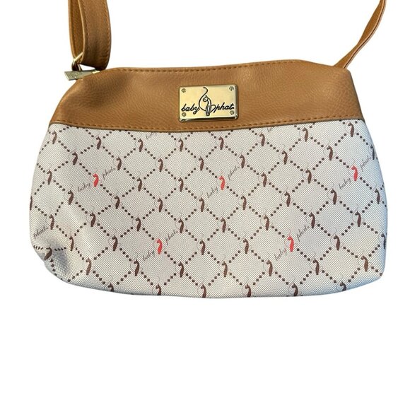 Baby Phat Tan Crossbody Purse Adjustable Strap Cat Spellout Logo Y2K Hip Hop - Picture 2 of 11